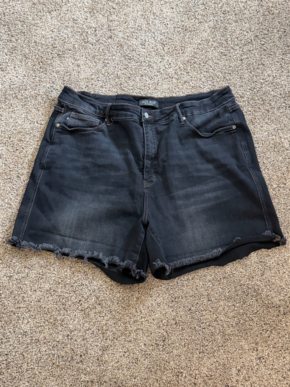 Judy Blue Washed Black Frayed Hem Jean Shorts